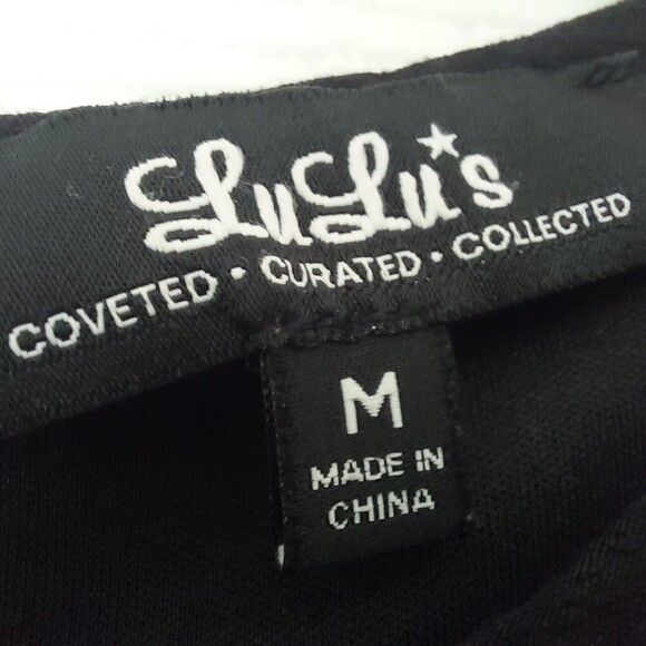 Lulus Medium Dress Black Embroidered Shift Short Sleeve - Picture 4 of 11